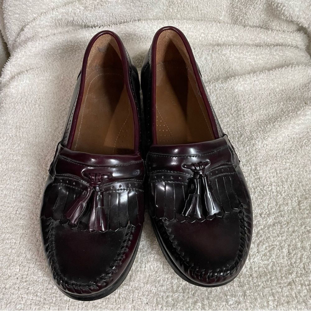 VTG Bass Weejuns Men's‎ Loafer Size 10EE Burgundy Kiltie Tassel Dress Shoe